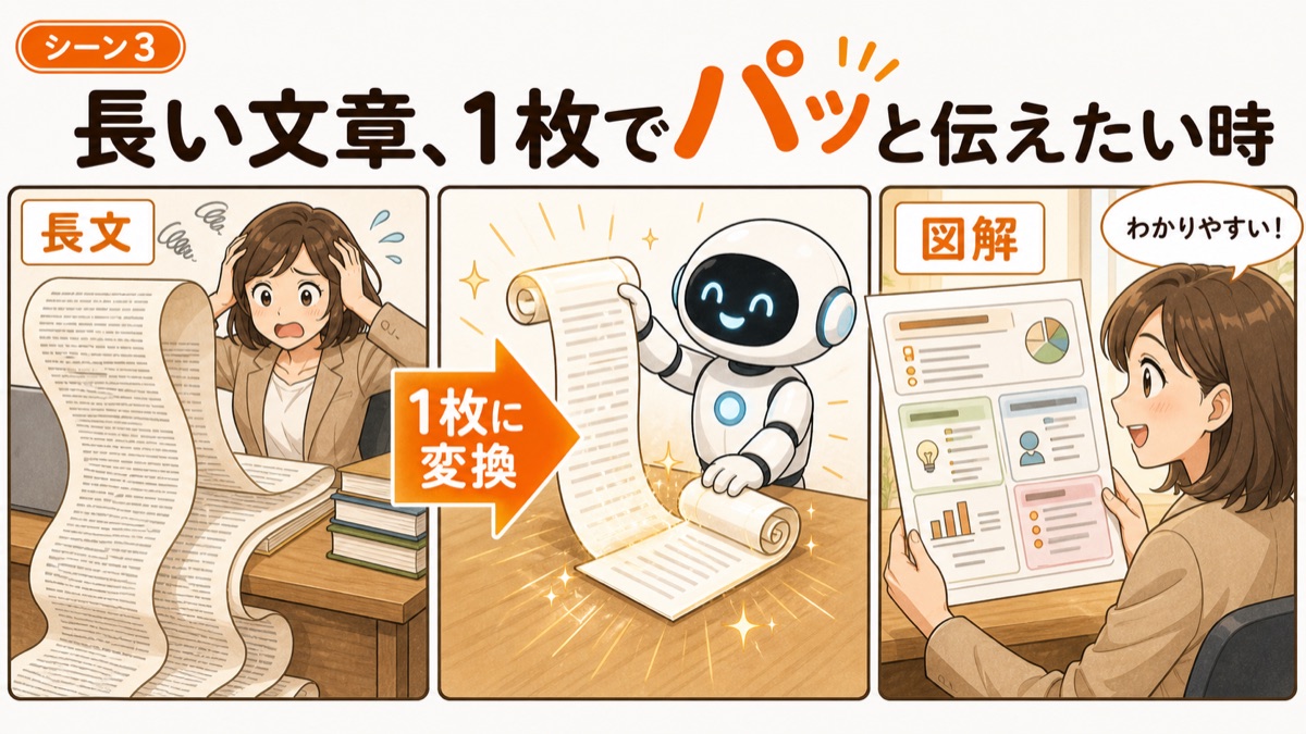 長い文章、1枚でパッと伝えたい時